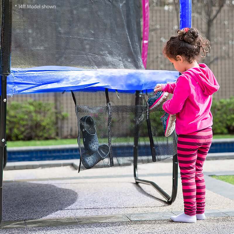 Kahuna 8ft Outdoor Trampoline Kids Children With Safety Enclosure Mat Pad Net Ladder Basketball Hoop Set - Rainbow - CastleToys.com.au