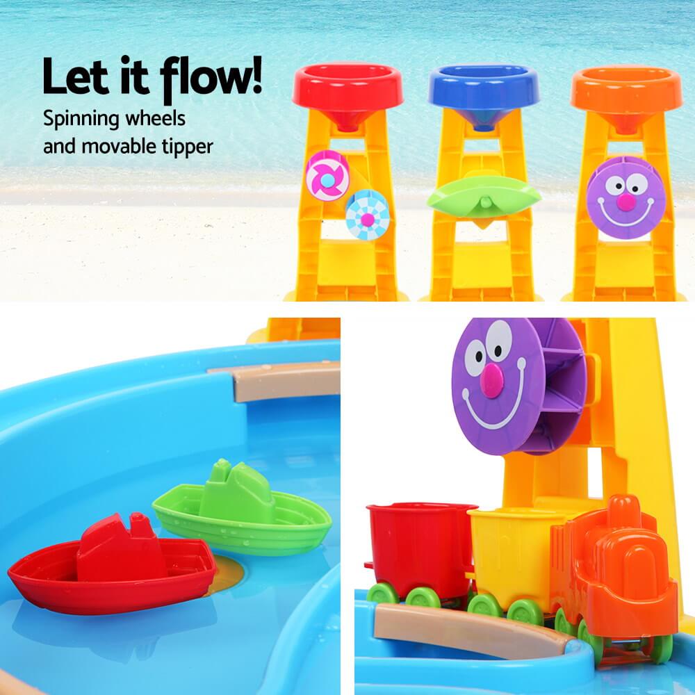 Keezi Kids Sandpit Pretend Play Set Water Sand Table Children Outdoor Toy Umbrella - CastleToys.com.au