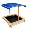 Keezi Kids Sandpit Wooden Sandbox Sand Pit with Canopy Bench Seat Toys 101cm - CastleToys.com.au