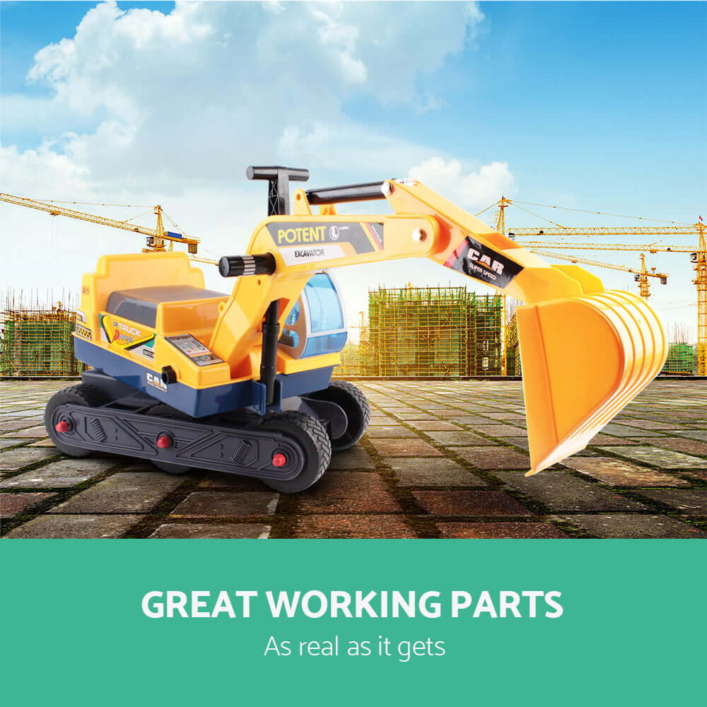 Keezi Ride On Car Toys Kids Excavator Digger Sandpit Bulldozer Car Pretend Play - CastleToys.com.au