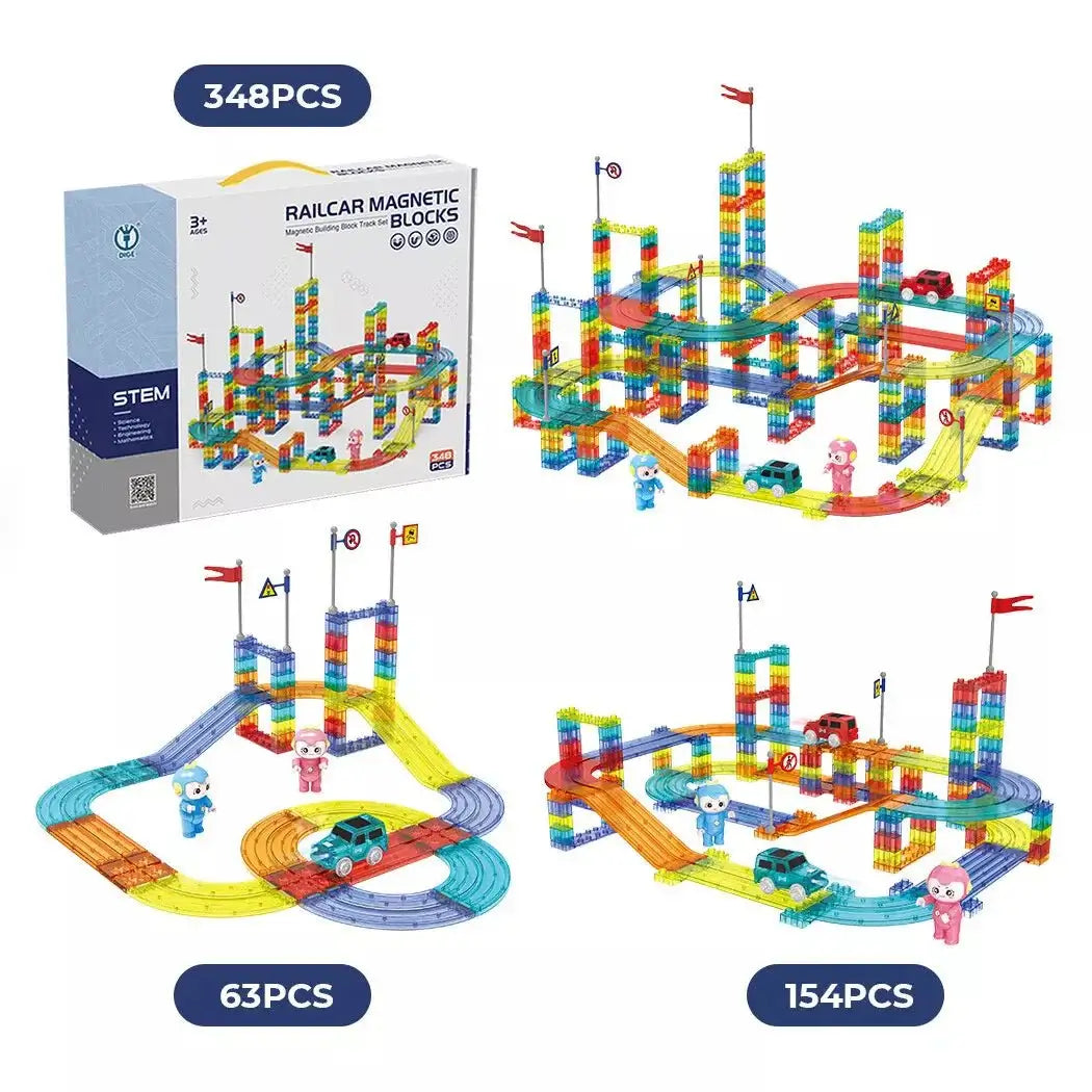 Magnetic Railcar Tile Race Set - CastleToys.com.au